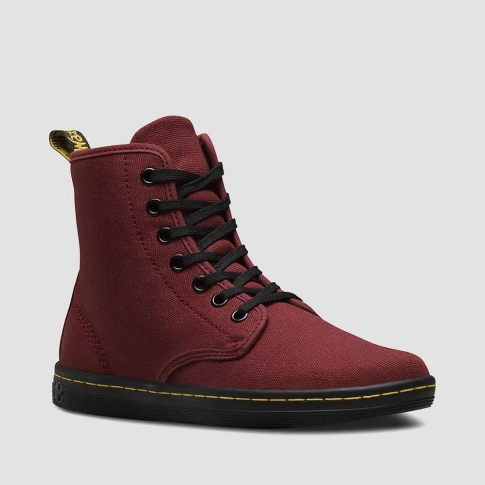 Dr. Martens • Red Lace-Up Canvas Boots